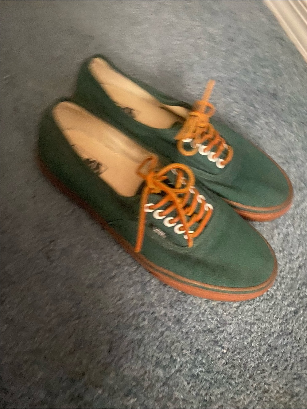 Vans Low-Top Canvas Sneakers in Green with Brown Accents